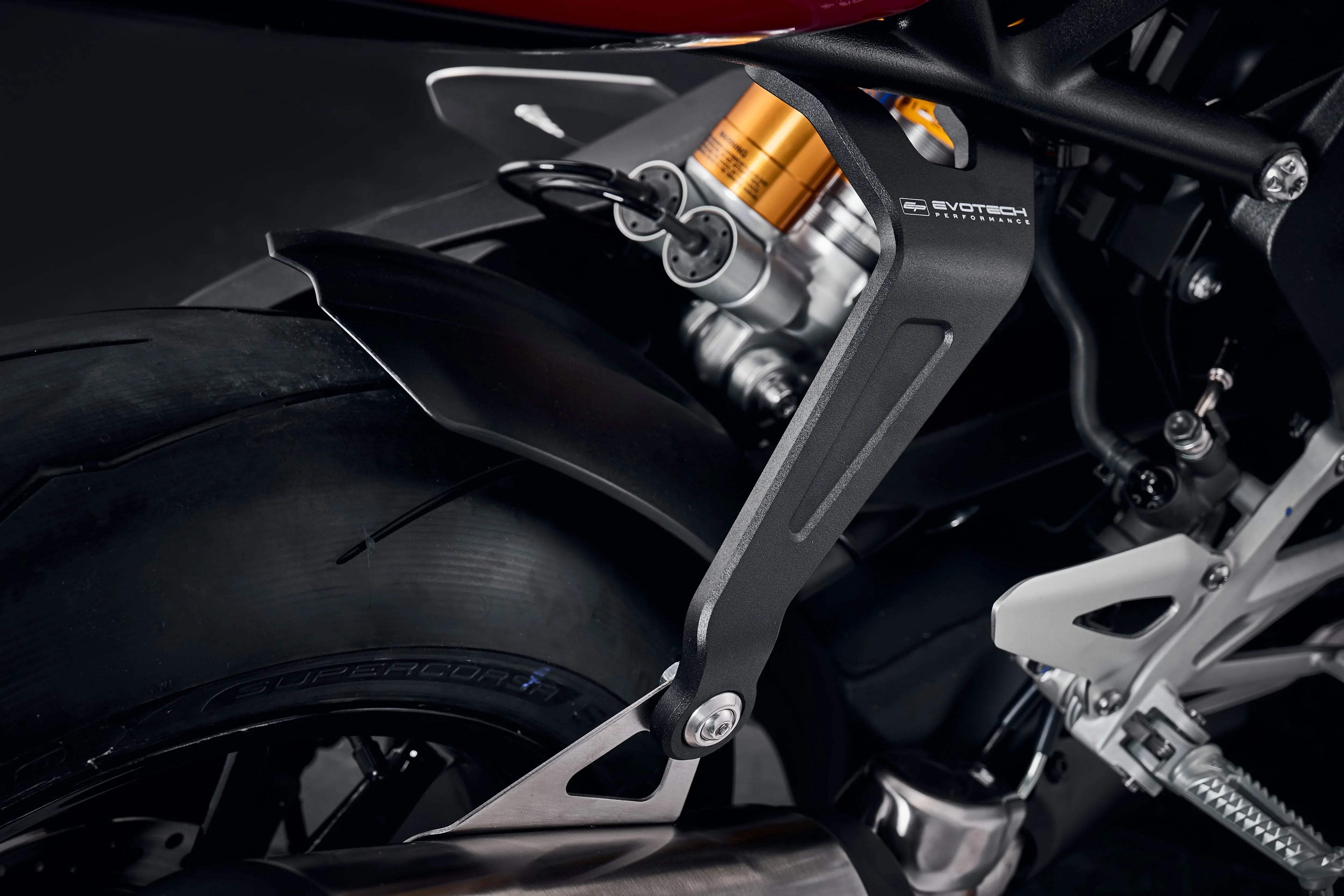 Evotech Performance Triumph Speed Triple 1200 RR Black Exhaust Hanger (2022+) - Auspuffhalterung | Evotech Performance