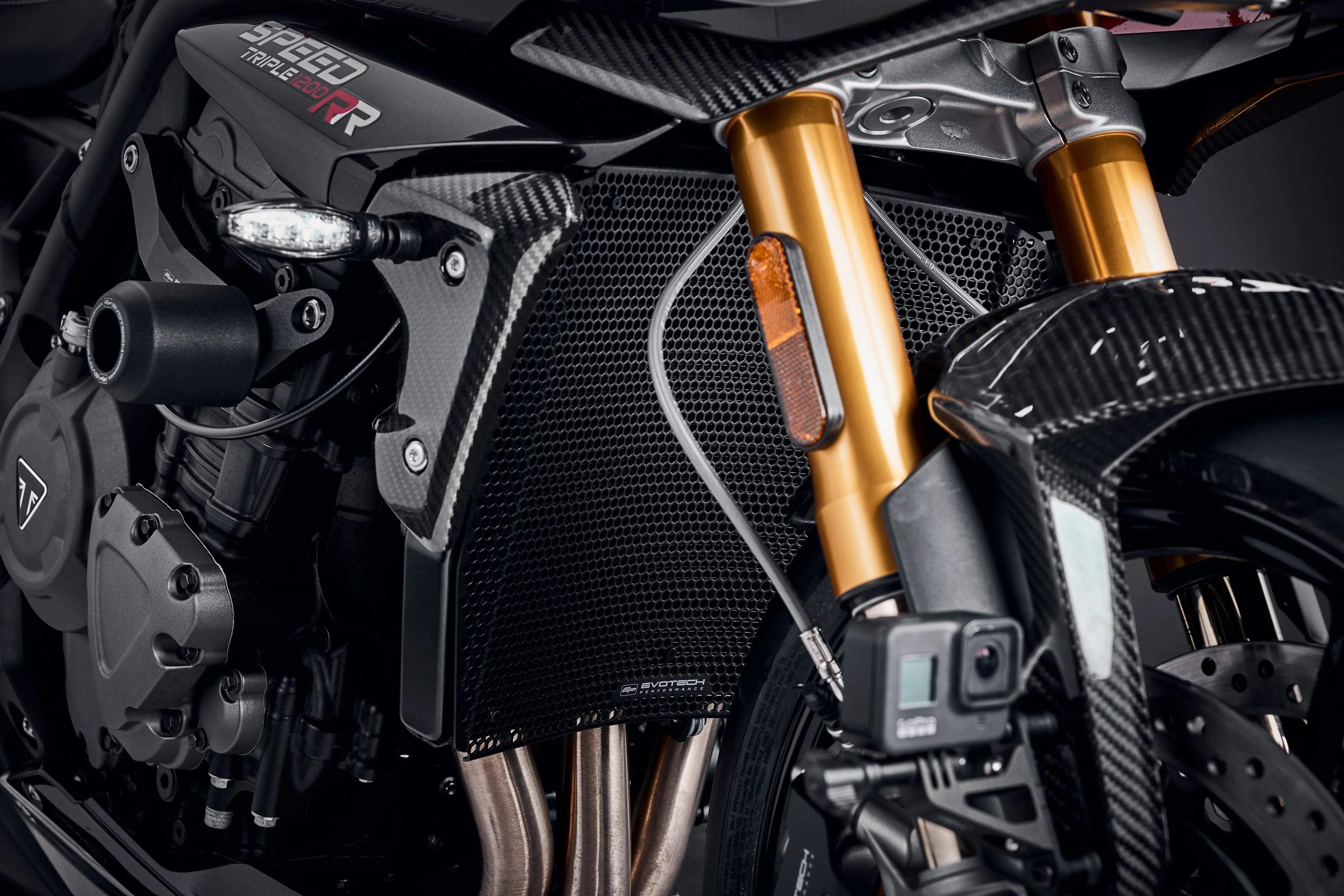 Evotech Performance Radiator Guard (Black) - Triumph Speed Triple 1200 RR (2022+) - Kühlerschutzgitter | Evotech Performance