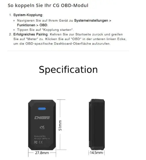 Chigee OBD Modul - Smart Display System Zubehör | Chigee